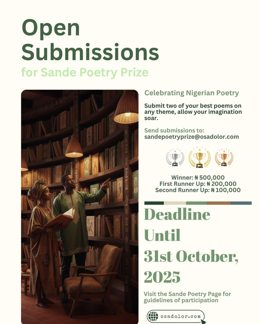 Call For Submissions: Sande Poetry Prize 2025