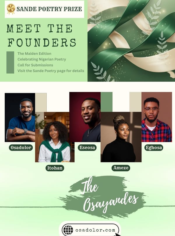 Announcing The Maiden Edition of The Sande Poetry Prize